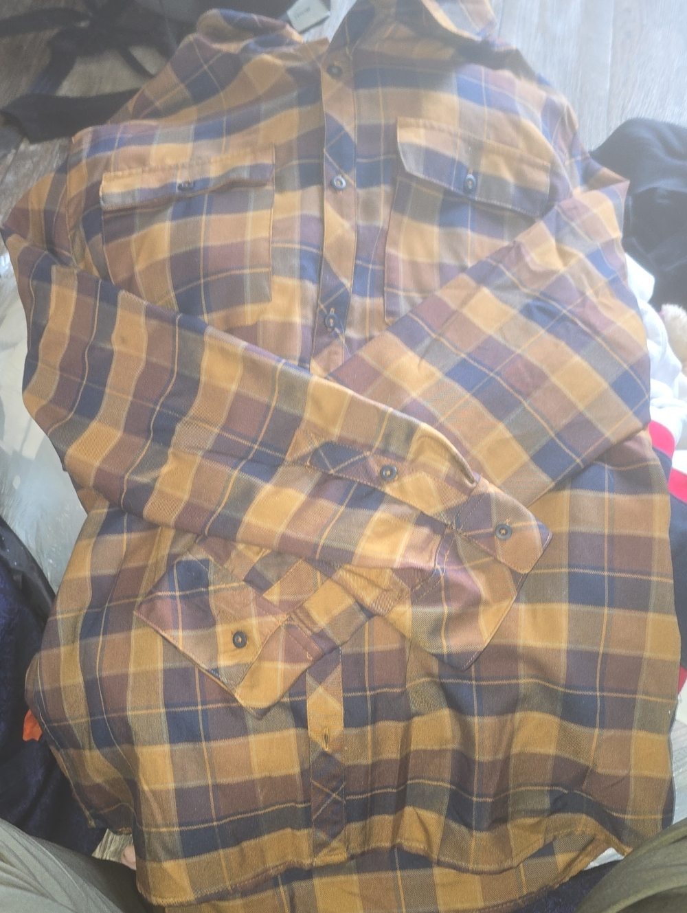 all in motion Men's Plaid Button-Down Shirt in Mustard and Navy